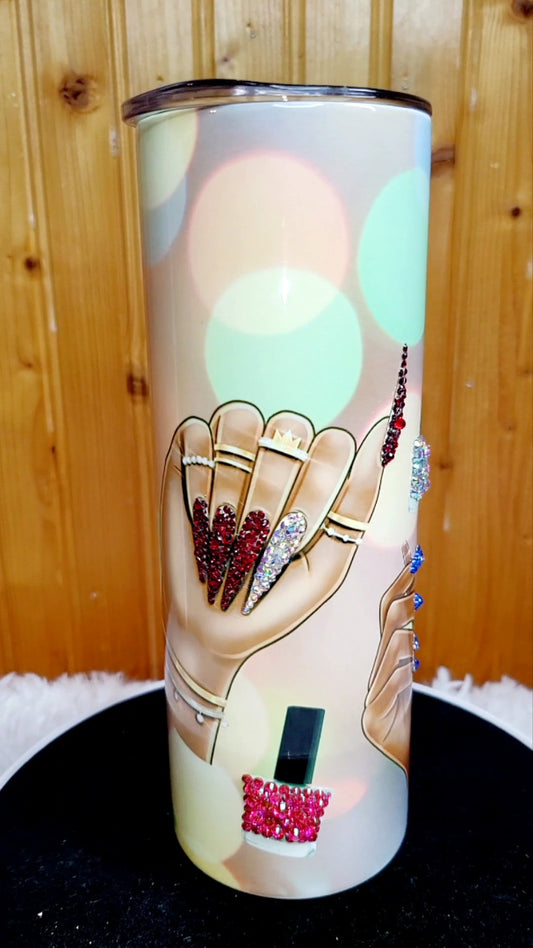 Nail art skinny tumbler